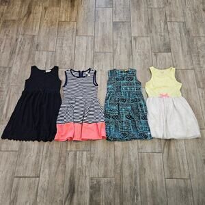 Girls Casual Dress Lot of 4 Size 7/8 H&M Knit Works Cat & Jack Play Summer